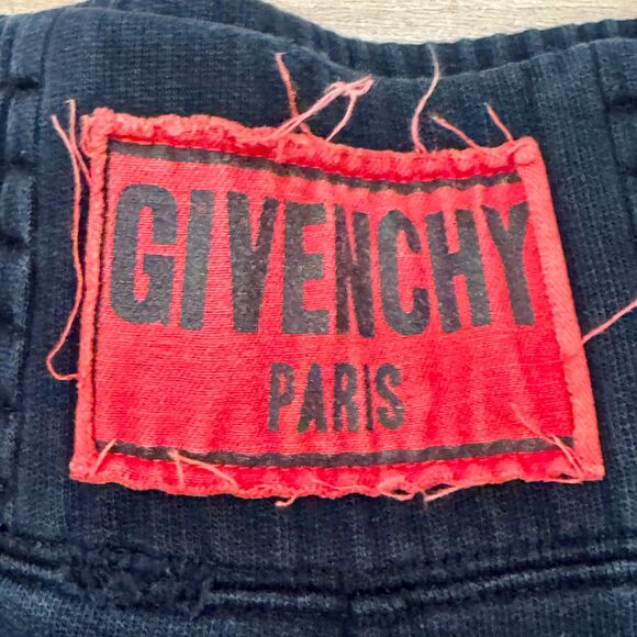 GIVENCHY Original Paris Men's Distressed Black Cotton Sweat Shorts - Size Large - Picture 5 of 7
